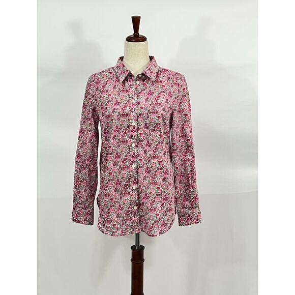 LIBERTY of LONDON S Small Poppy Forest Tana Lawn Floral Cotton Button Shirt Top - Picture 8 of 10